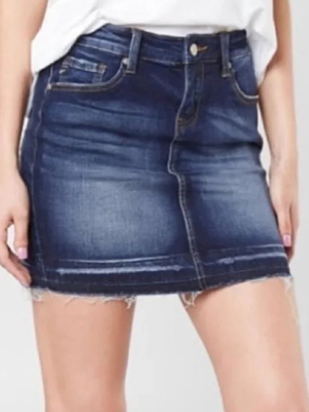 KanCan Raw Hem Distressed Denim Mini Skirt NWT Size 28